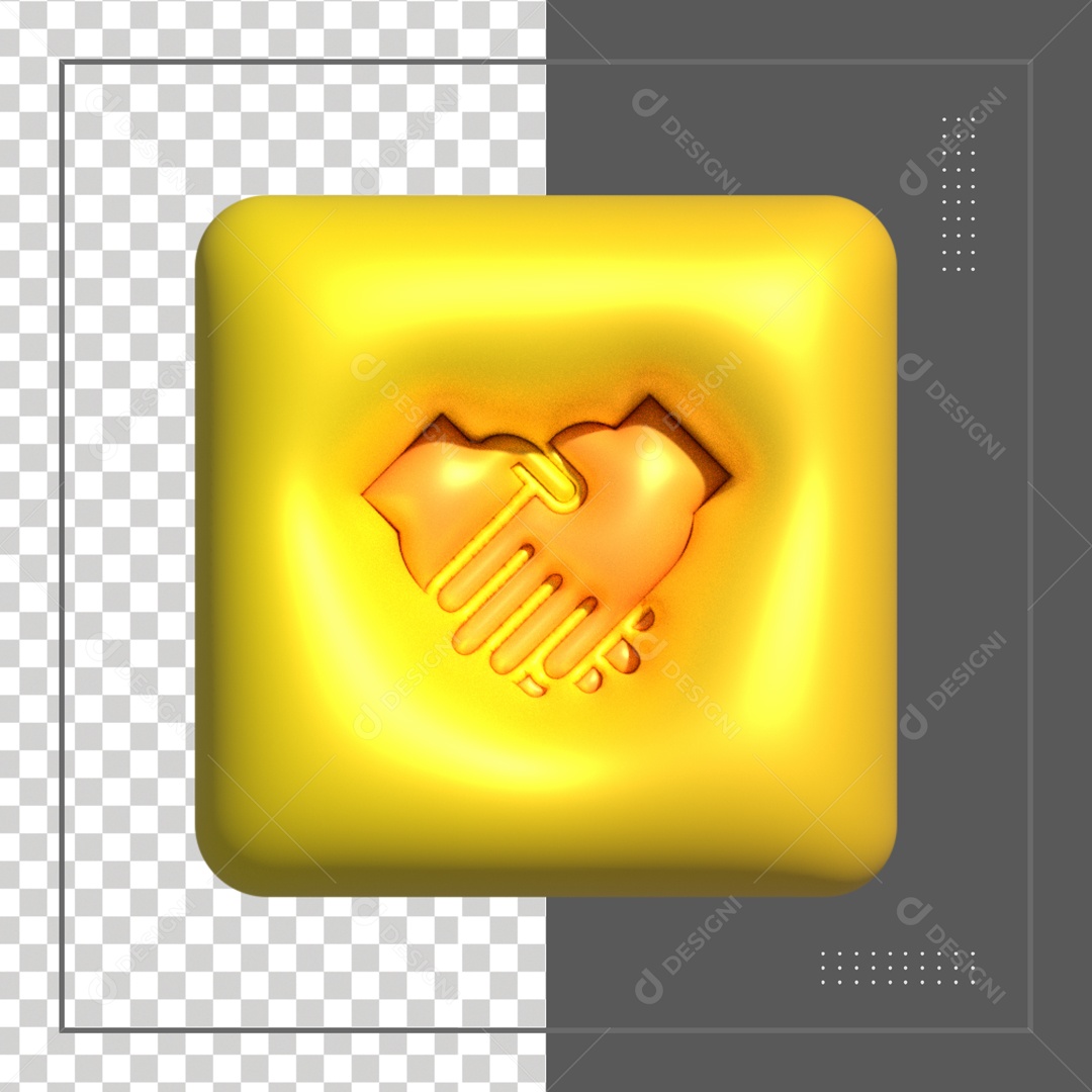 Icone Amarelo Quadrado De Aperto De Mãos Elemento 3D PSD