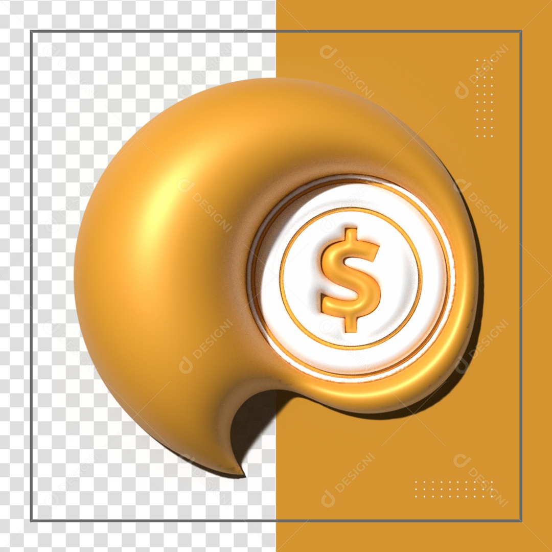 Icone Dourado Símbolo De Dinheiro Elemento 3D PSD