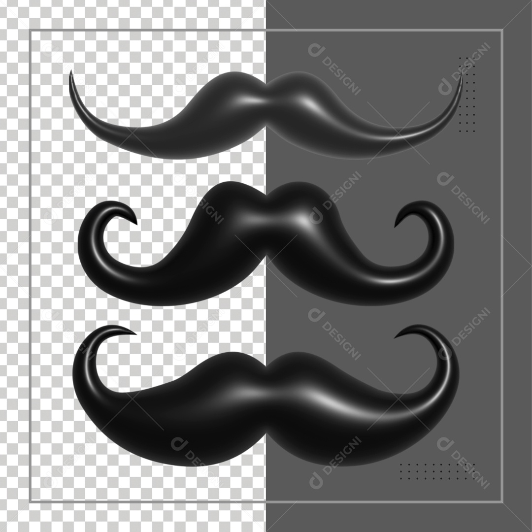 Elemento De 3 Modelos De Bigode Para Composição PSD