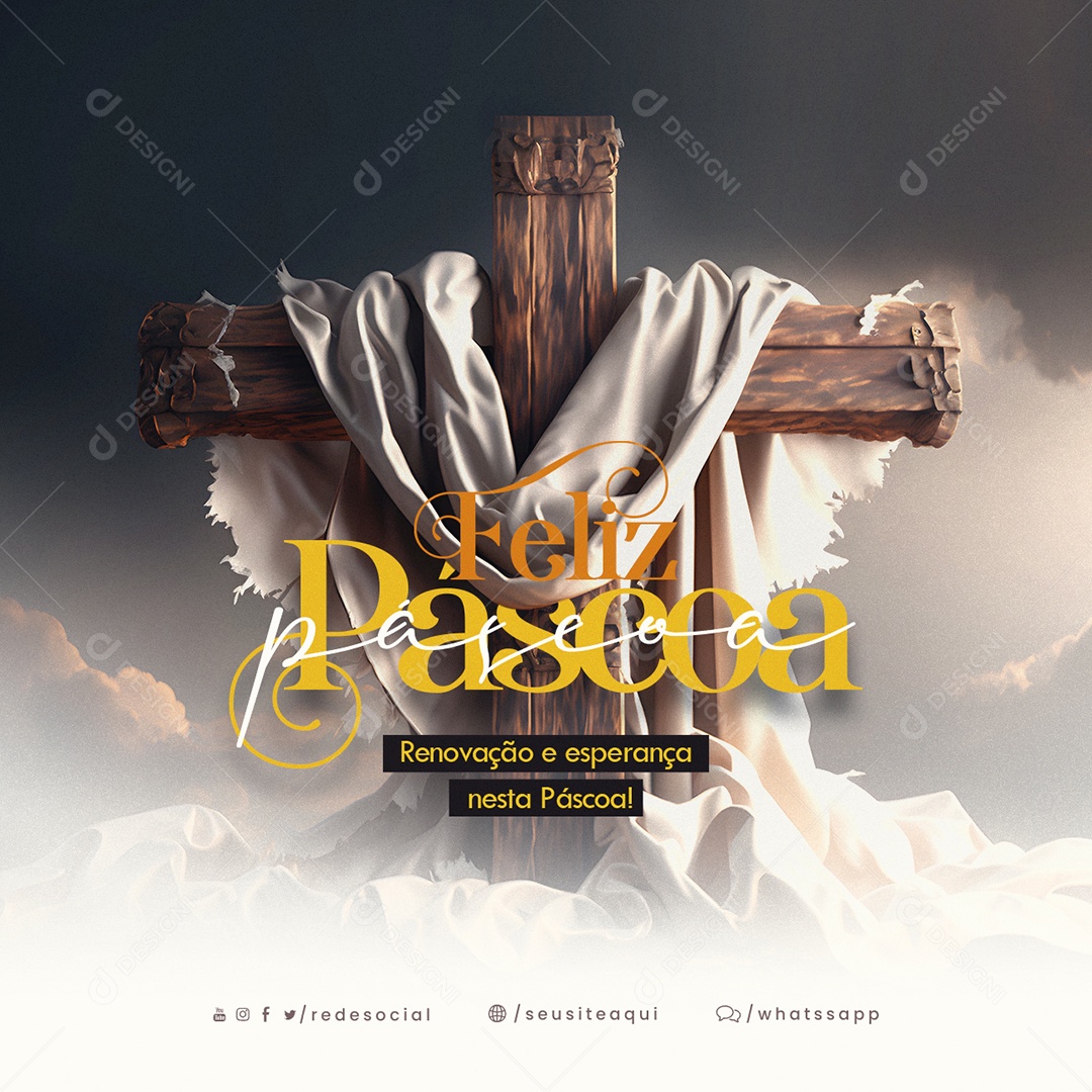 Renovação E Esperança Nesta Páscoa Feliz Páscoa Social Media PSD Editável
