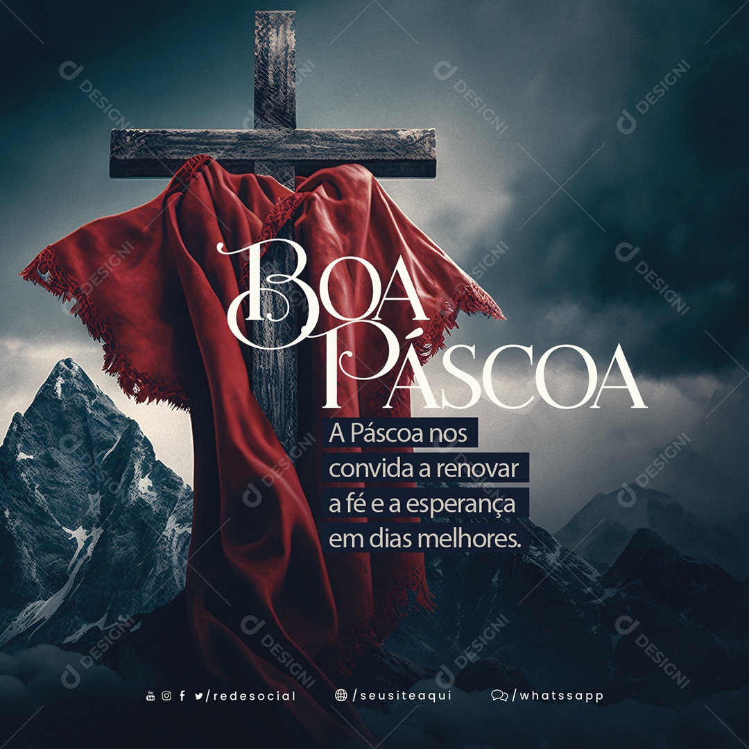 A Páscoa Nos Convida A Renovar A Fé e a Esperança Em Dias Melhores Feliz Páscoa Social Media PSD Editável