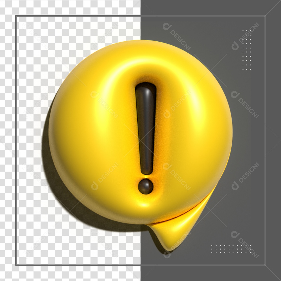 Balão Amarelo De Atenção Elemento 3D PSD