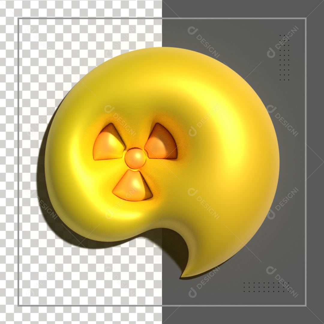 Balão Amarelo Com Símbolo De Radiação Elemento 3D PSD