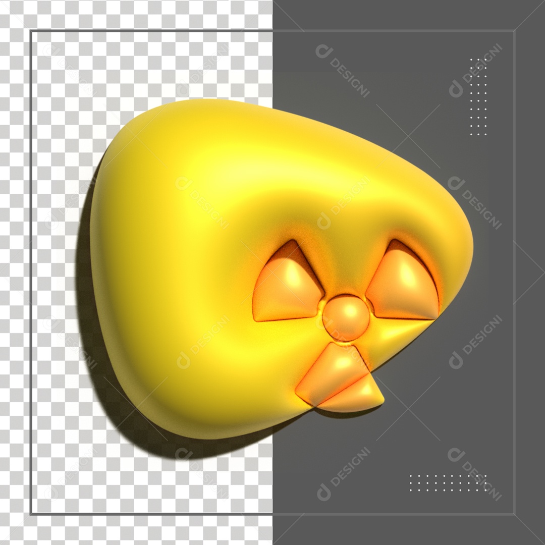 Icone Amarelo Com Símbolo De Radiação Elemento 3D PSD