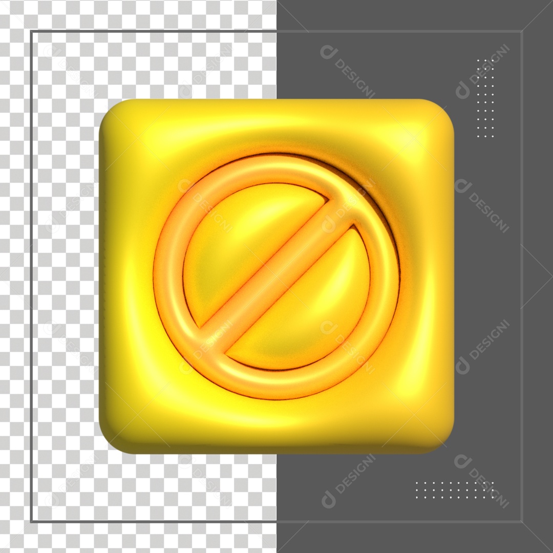 Icone Amarelo Quadrado De Bloqueio Elemento 3D PSD