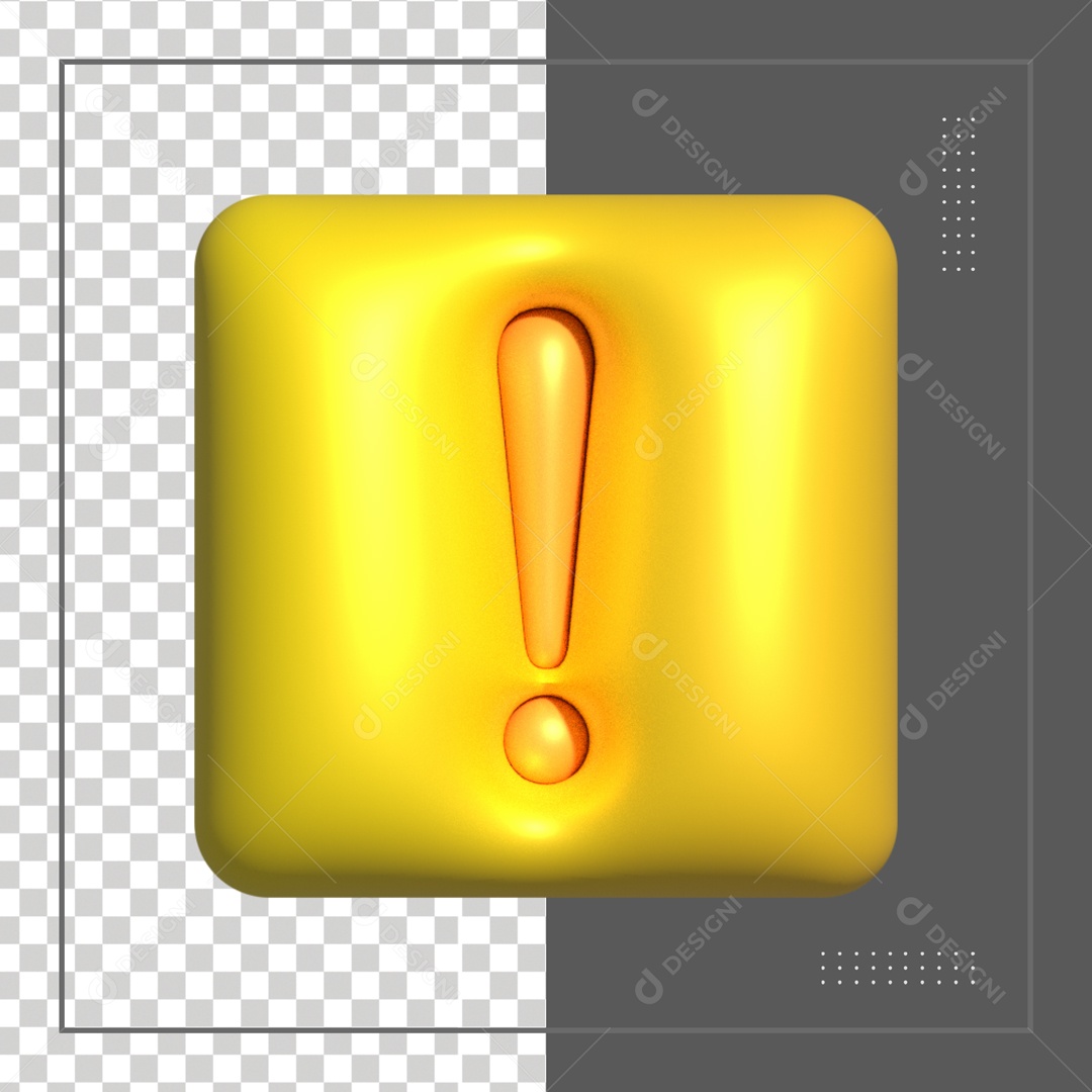 Icone Amarelo Quadrado De Atenção Elemento 3D PSD