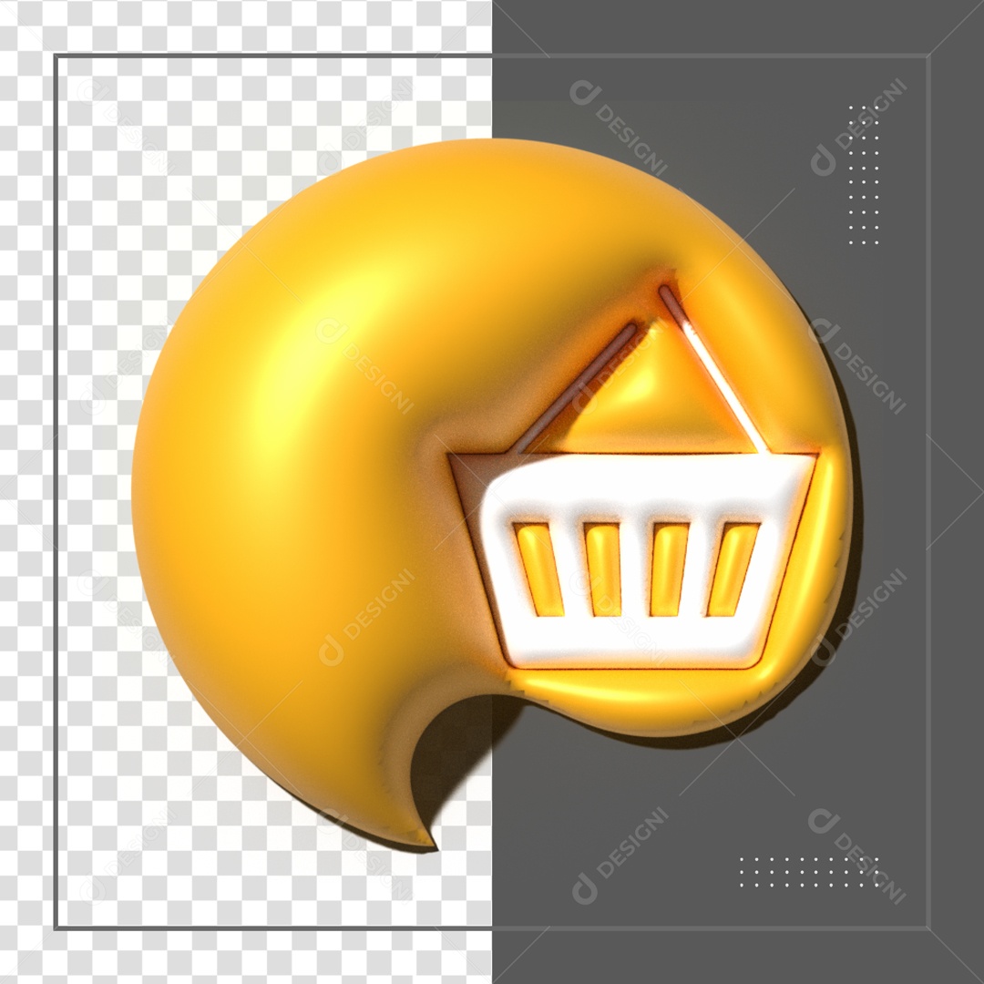 Balão Dourado Com Caixa Elemento 3D PSD