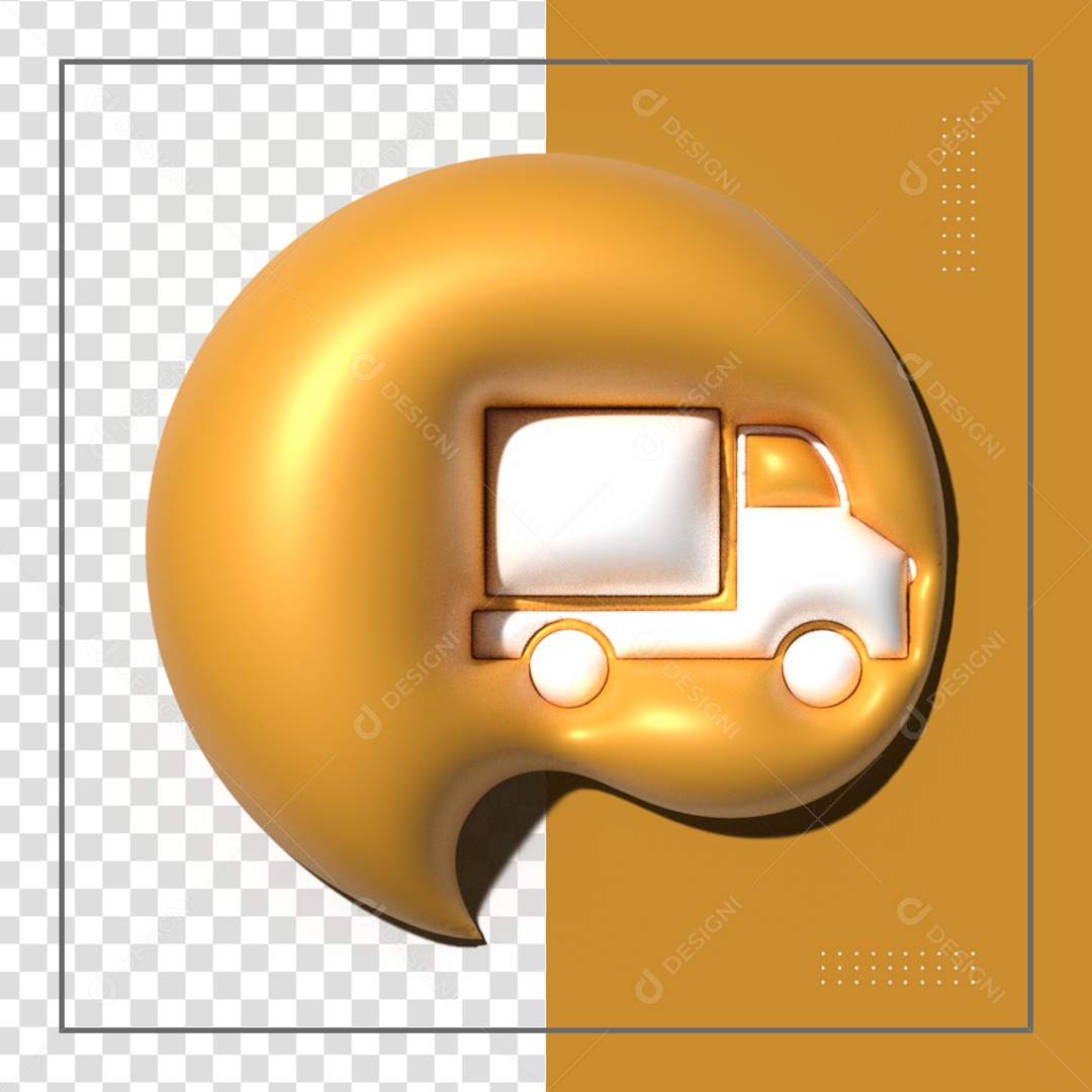 Balão Dourado Com Caminhão Elemento 3D PSD