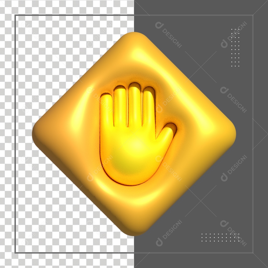 Icone Amarelo De Pare Elemento 3D PSD