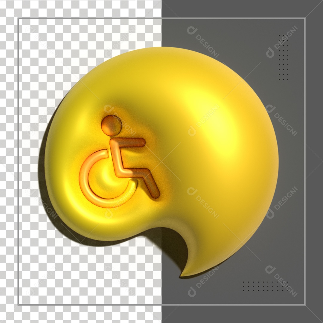 Balão Amarelo Com Símbolo De Cadeirante Elemento 3D PSD