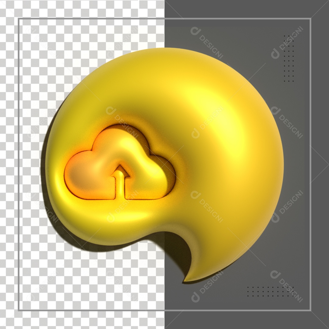 Balão Amarelo De Envio Nuvem Elemento 3D PSD