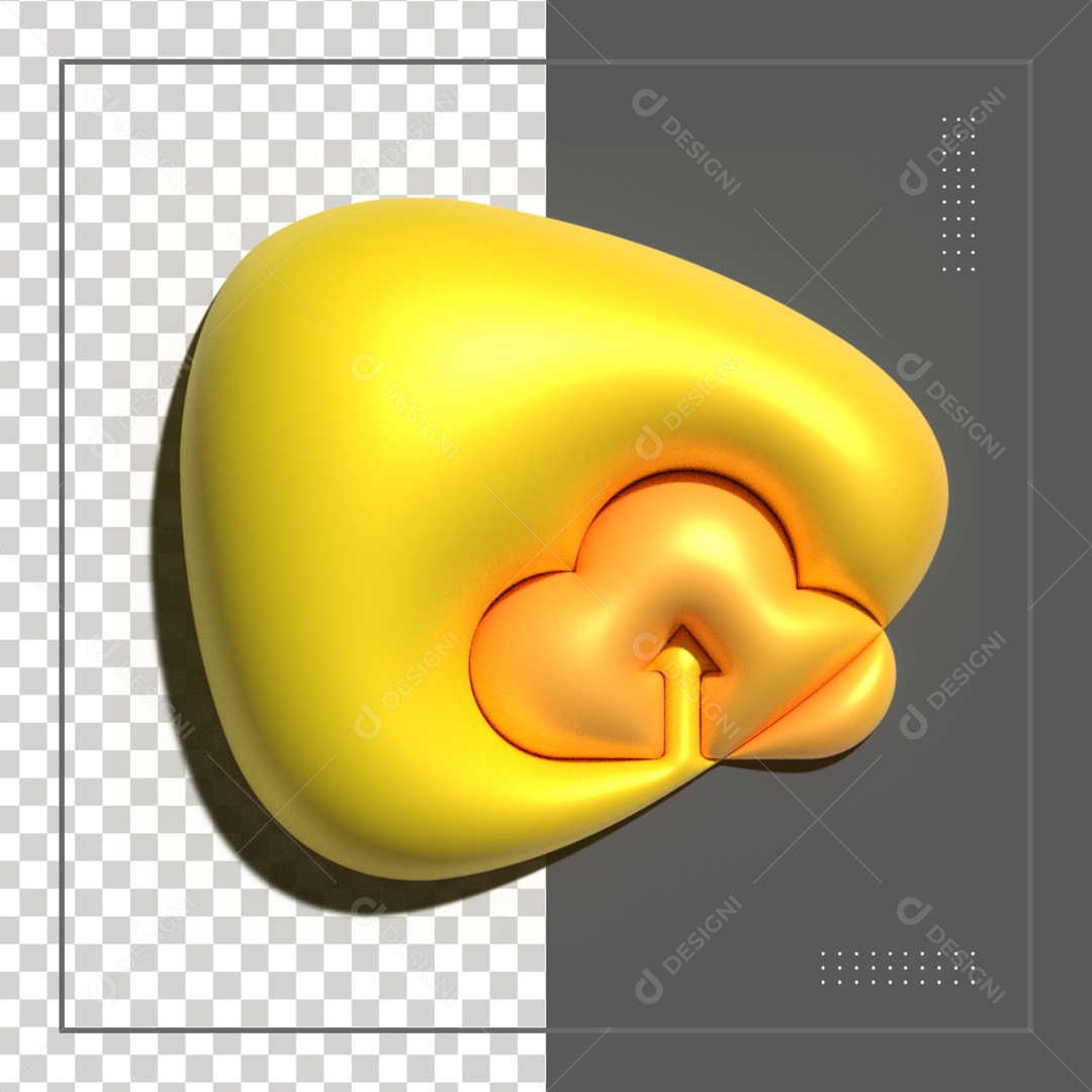Icone Amarelo De Envio Nuvem Elemento 3D PSD