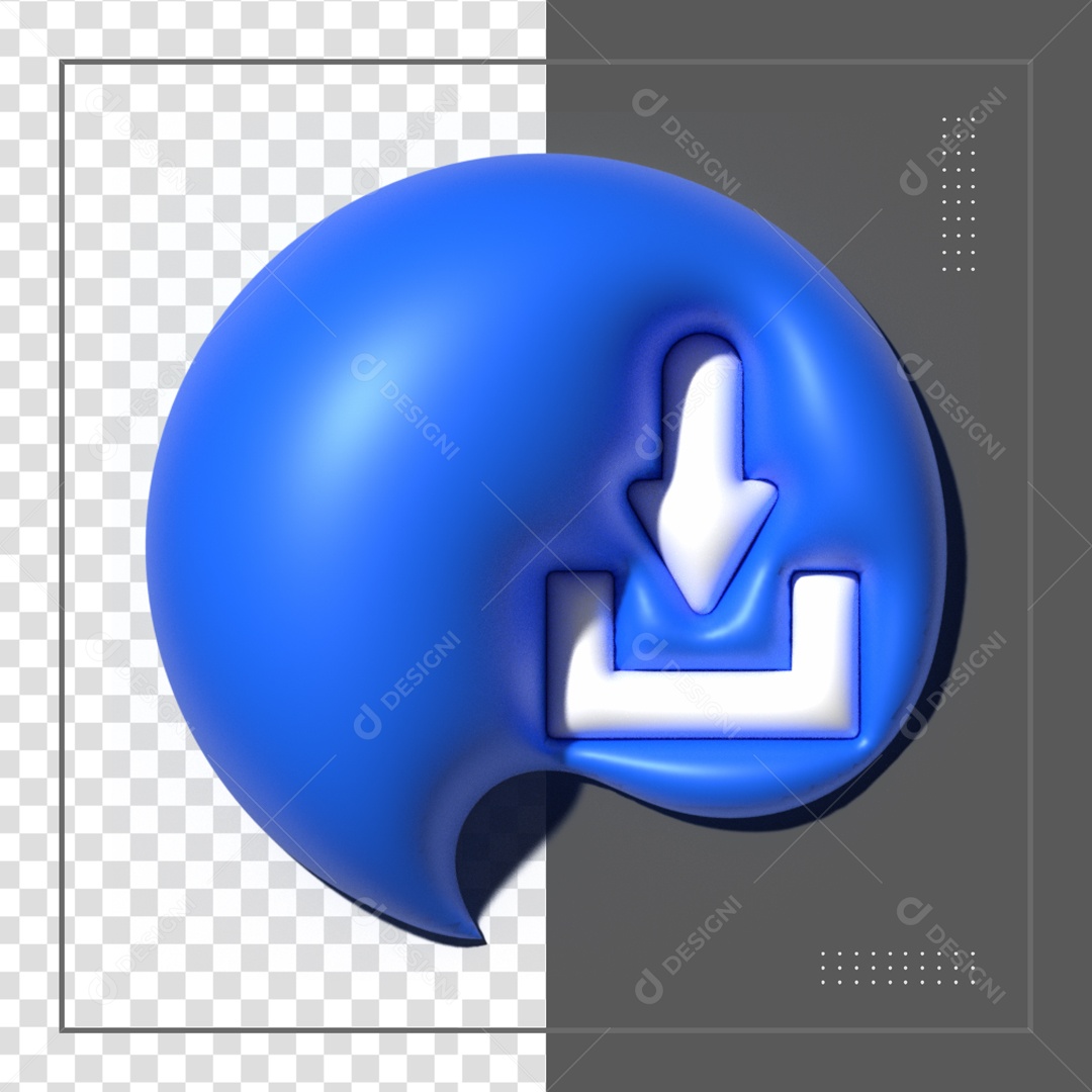 Ícone De Balão Azul De Símbolo Baixar Elemento 3D PSD