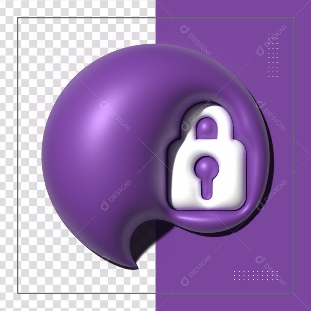 Balão Roxo De Símbolo Cadeado Elemento 3D PSD