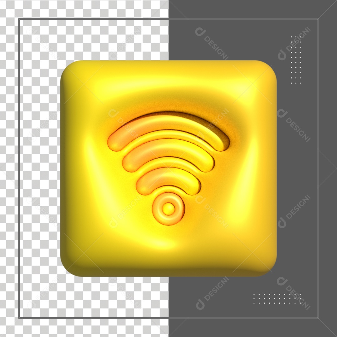 Icone Quadrado Amarelo De Sinal Wifi Elemento 3D PSD