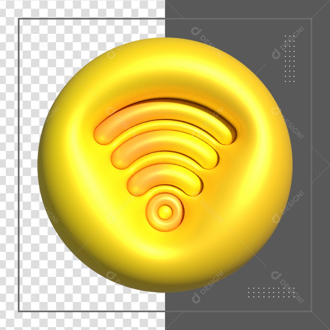 Icone Redondo Amarelo De Sinal Wifi Elemento 3D PSD