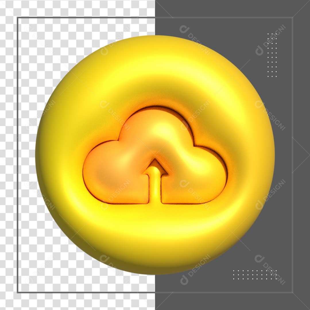 Icone Amarelo Redondo De Envio Na Nuvem Elemento 3D PSD