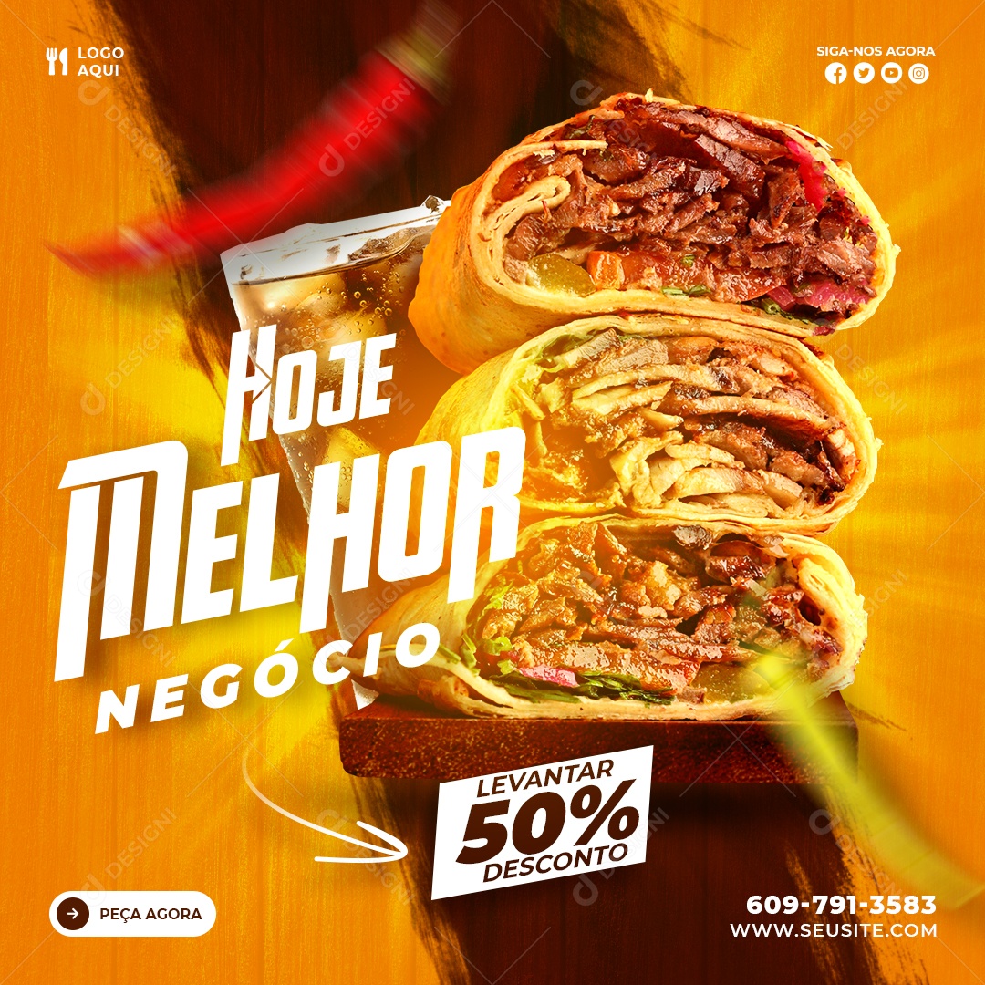 Social Media Hoje Melhor Negocio Lanchonetes PSD Editável