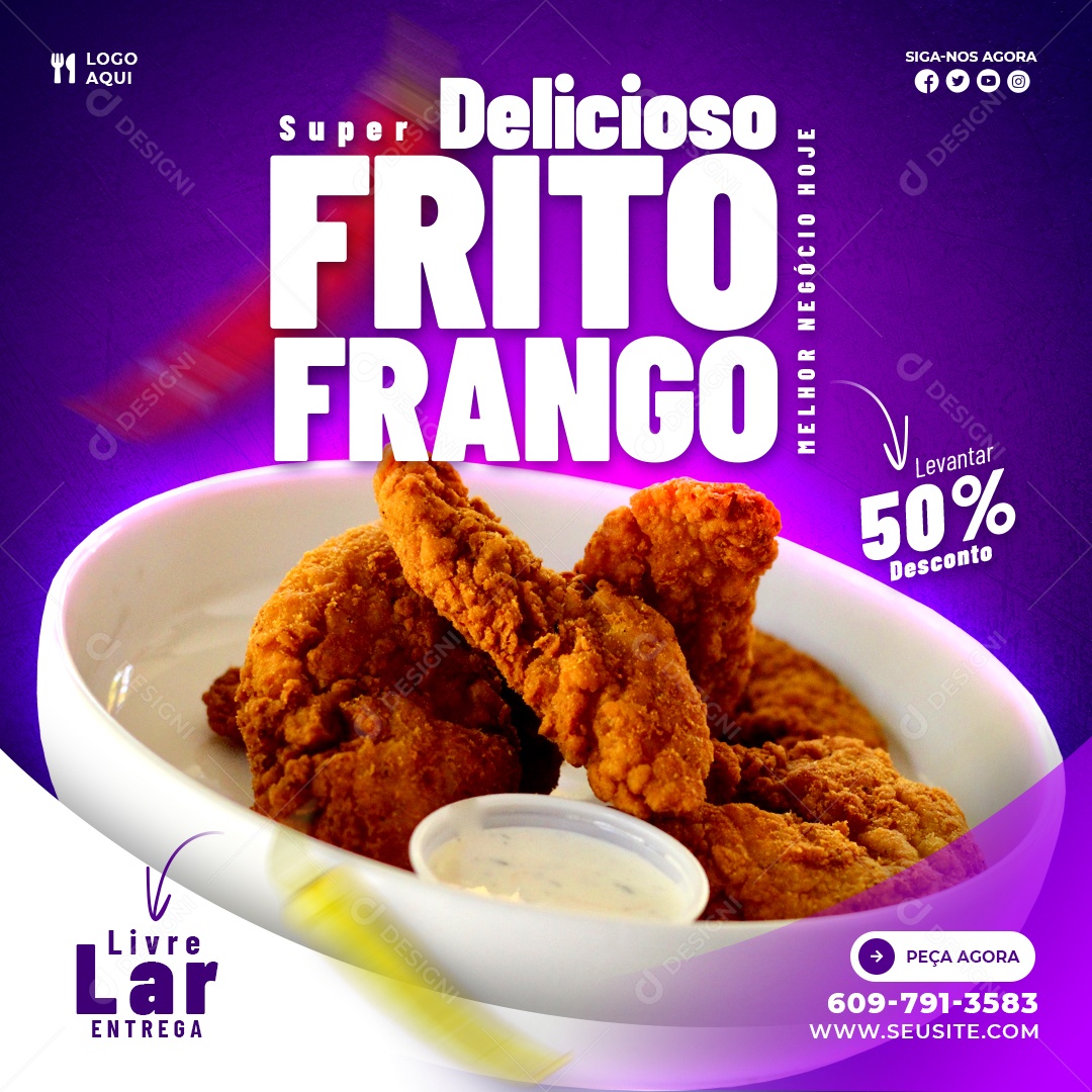 Social Media Delicioso Frango Frito PSD Editável