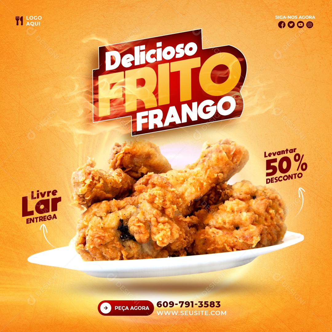Social Media Delicioso Frango Frito PSD Editável