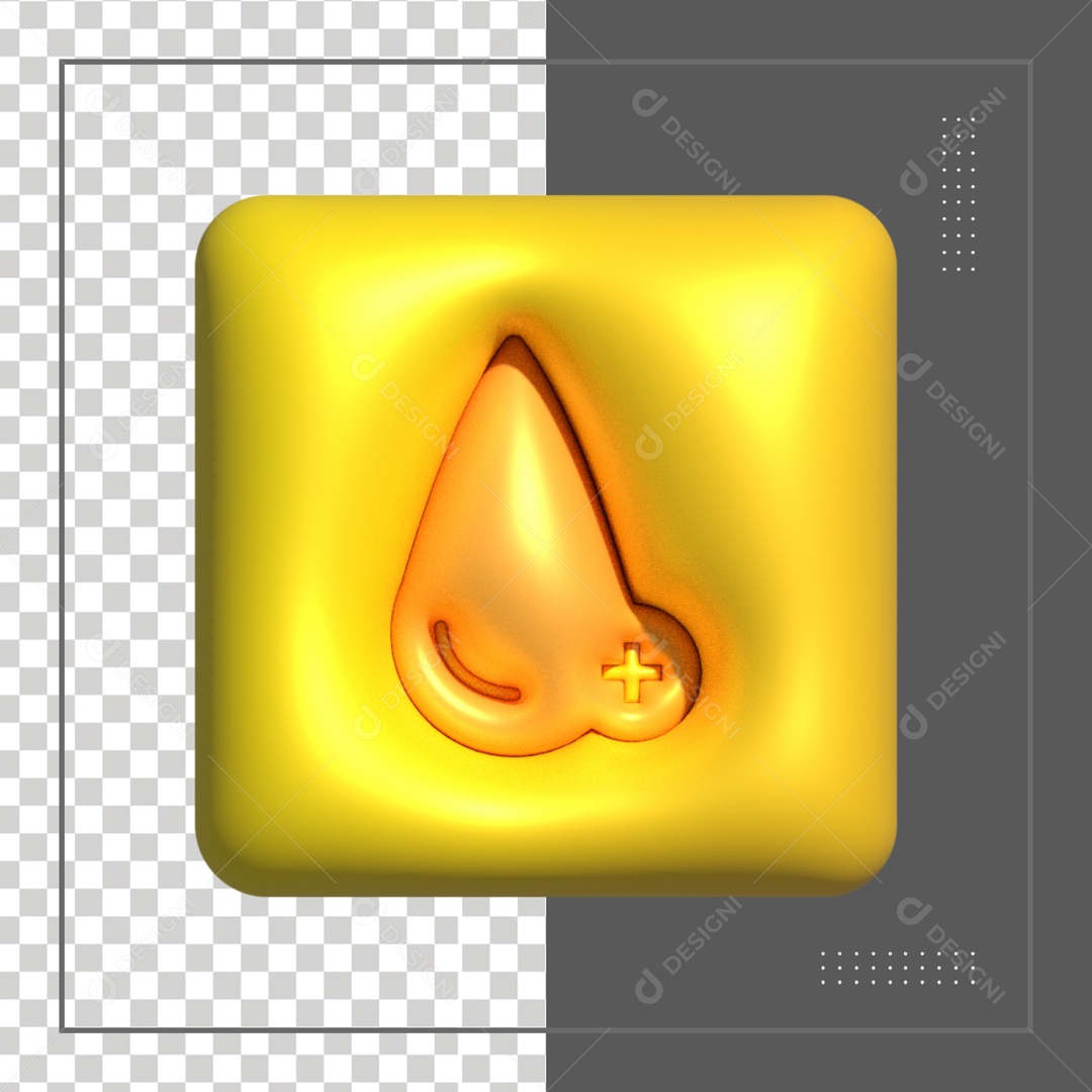 Icone Quadrado Com Símbolo De Gota Elemento 3D PSD