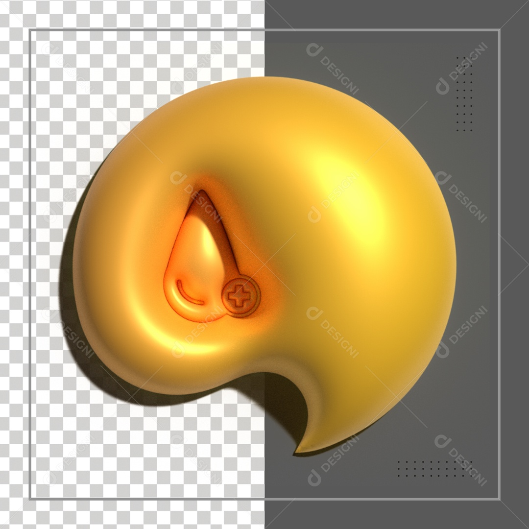 Balão Amarelo Com Simbolo De Gota Elemento 3D PSD