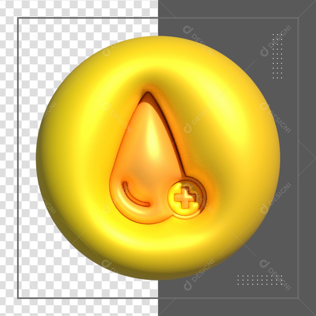 Icone Redondo Amarelo Com Simbolo De Gota Elemento 3D PSD