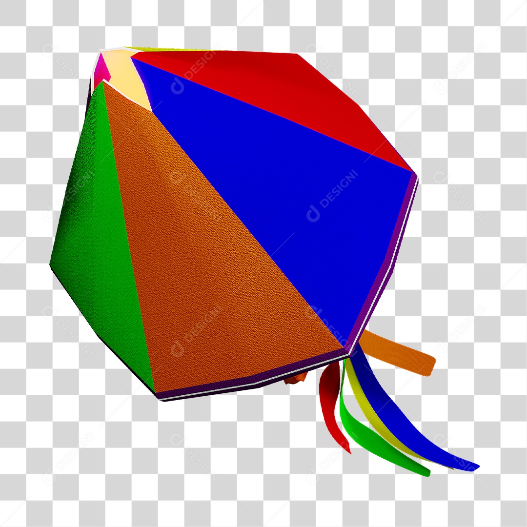 Balão e Fitas Colorido Elemento 3D PNG Transparente