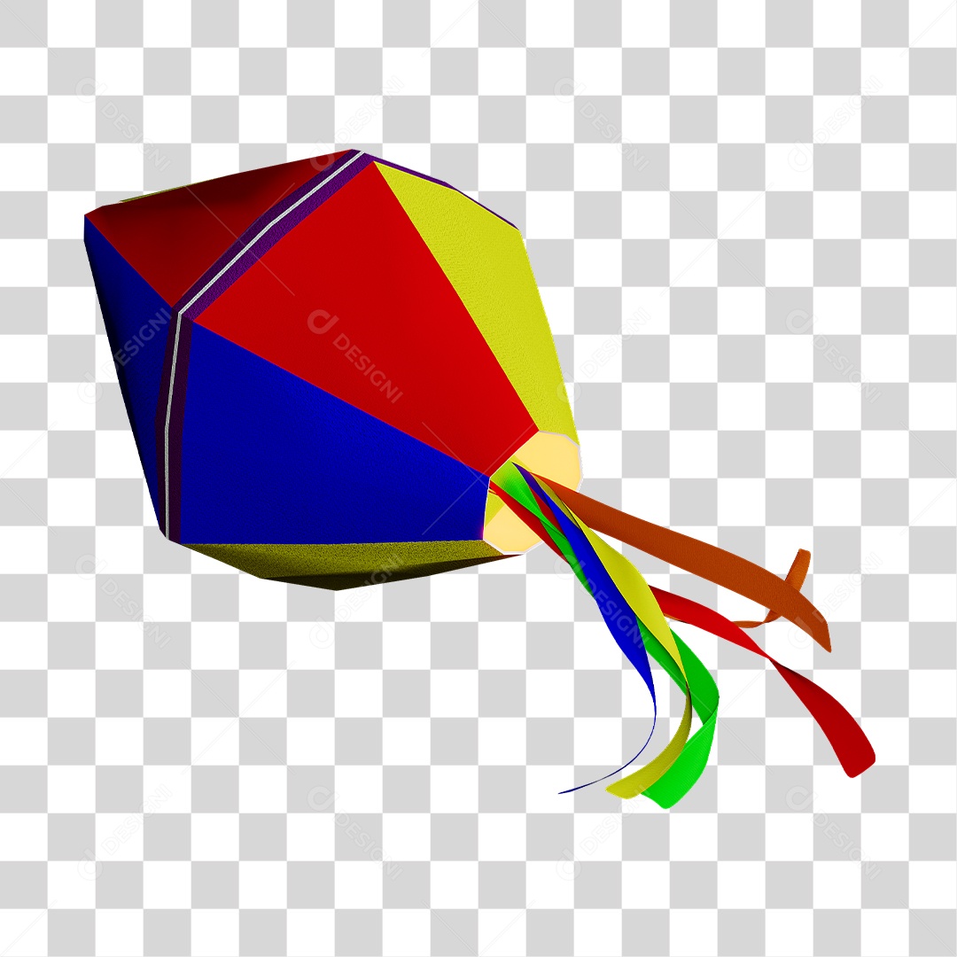 Balão e Fitas Colorido Elemento 3D PNG Transparente