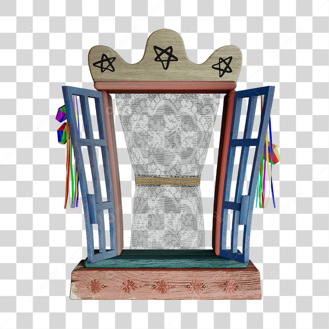Janela De São João Elemento 3D PNG Transparente