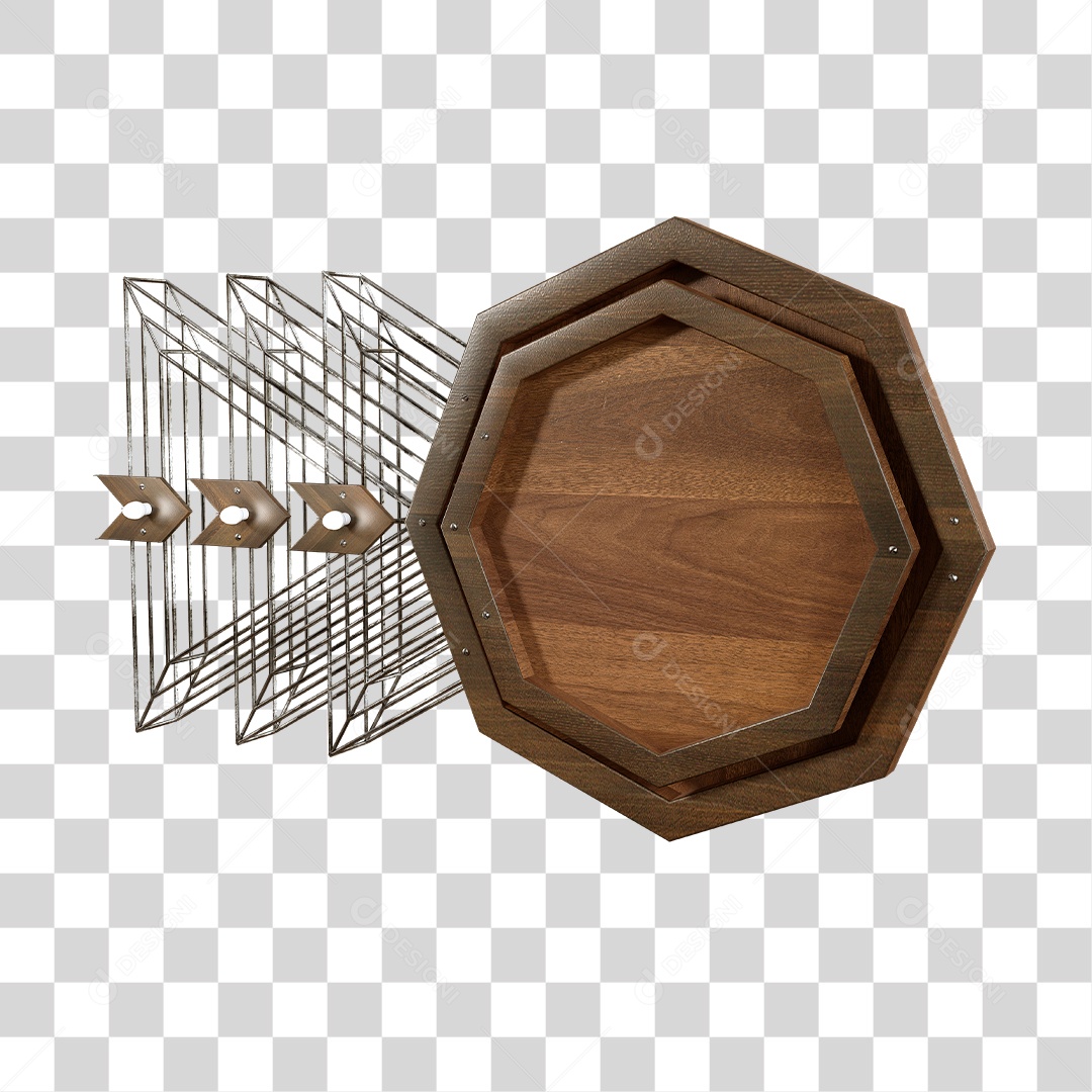 Painel De Madeira e Metal Elemento 3D PNG Transparente