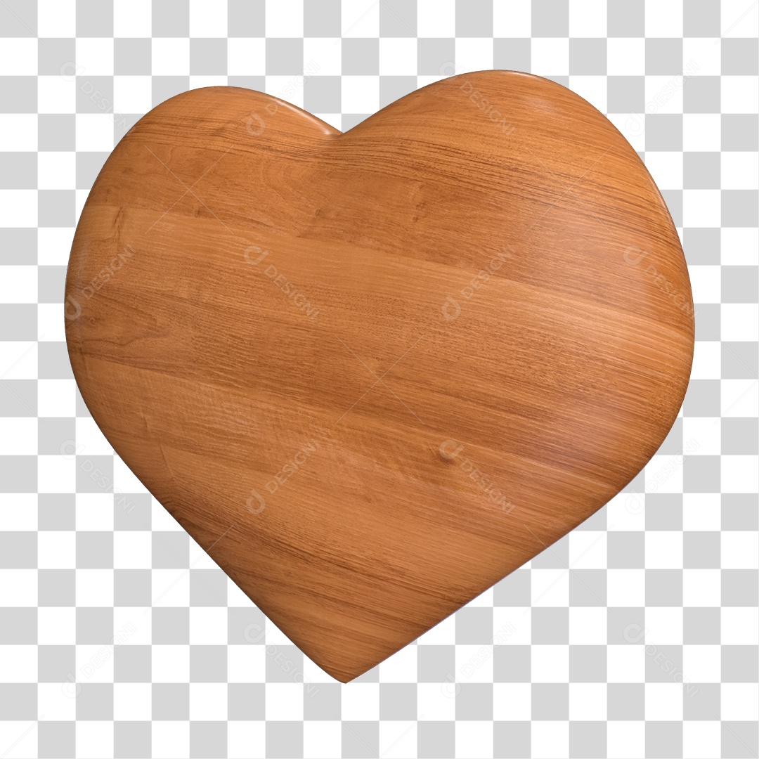 Coração De Madeira Elemento 3D PNG Transparente