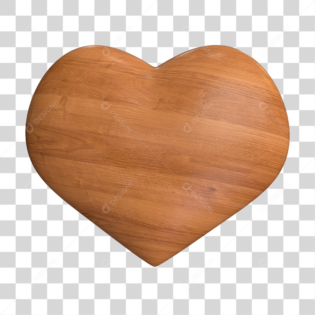 Coração De Madeira Elemento 3D PNG Transparente