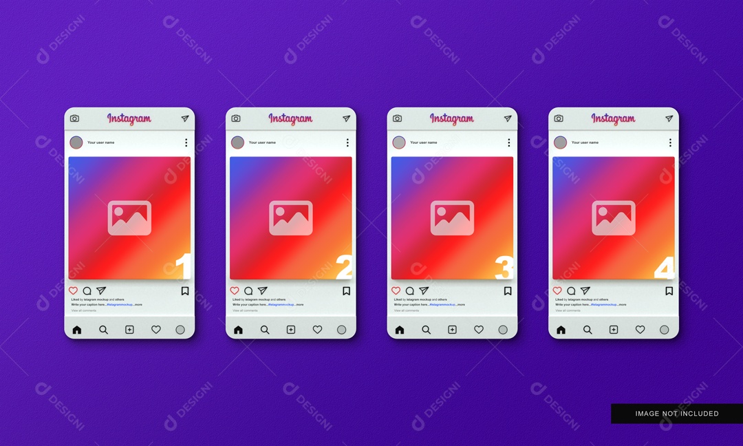 Elemento De 4 Telas Instagram Para Composição PSD