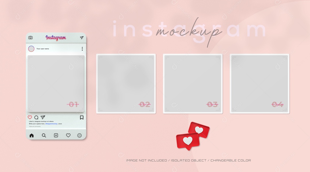 Mockup 4 Telas Instagram Elemento 3D PSD