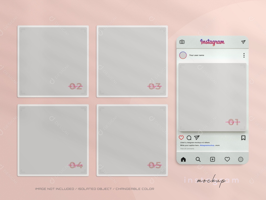 Mockup Telas Instagram Elemento 3D PSD