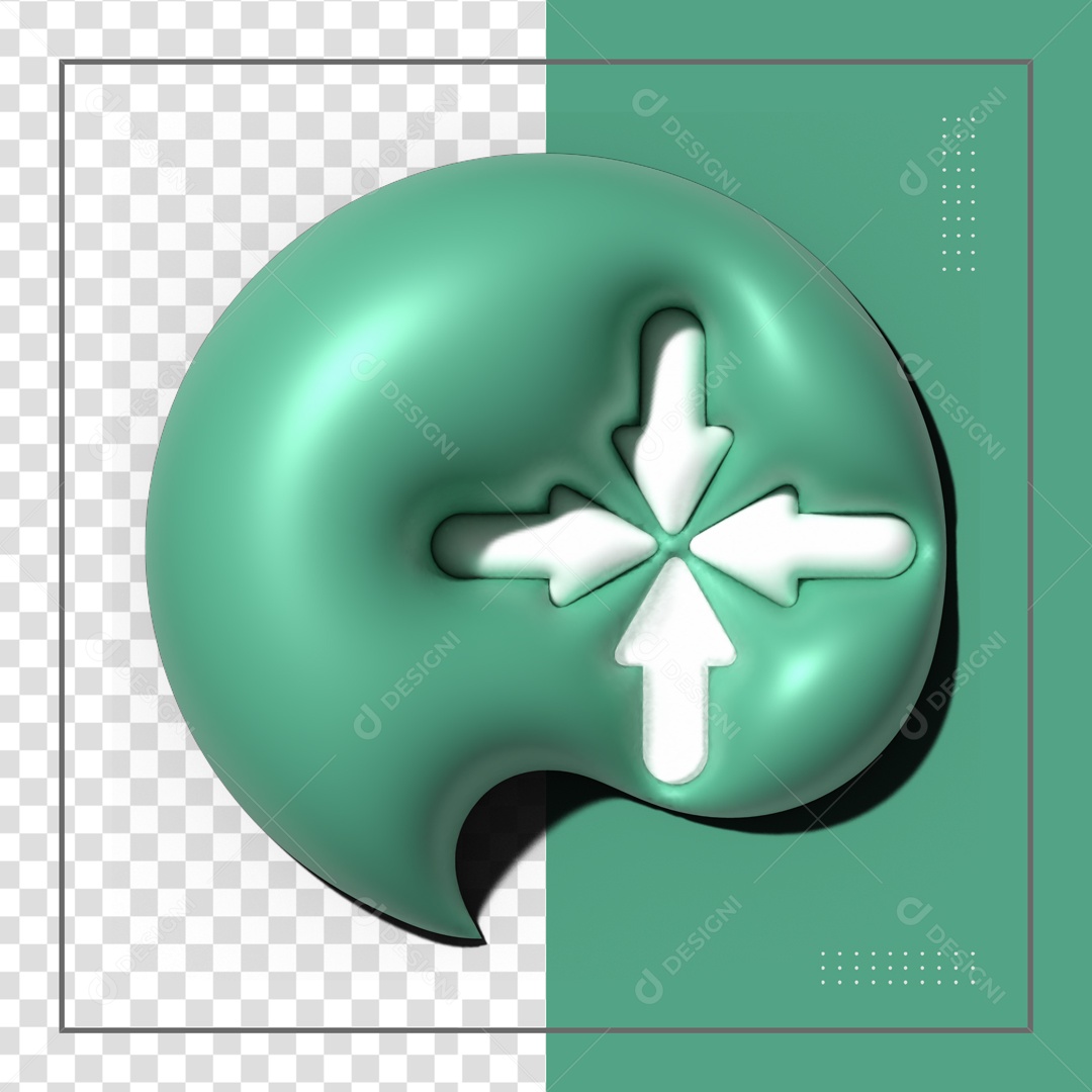 Icone Verde Com 4 Setas Elemento 3D PSD