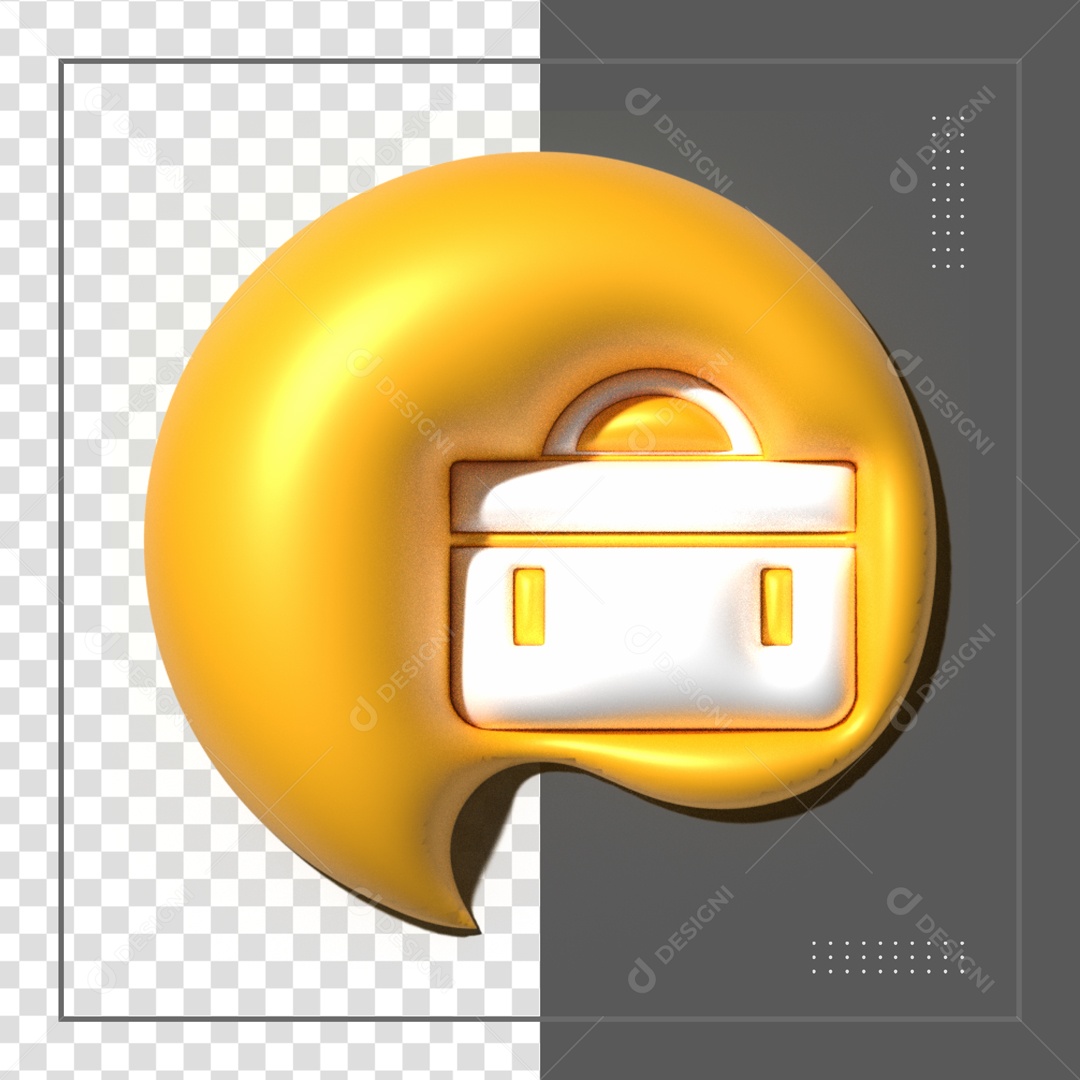 Icone Amarelo Com Mala Elemento 3D PSD
