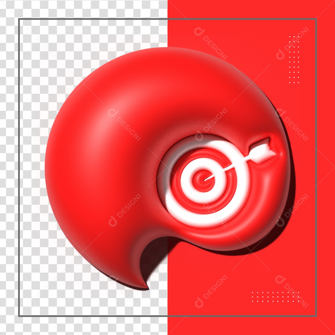 Red Icon With Target And Flexa 3D PSD Element