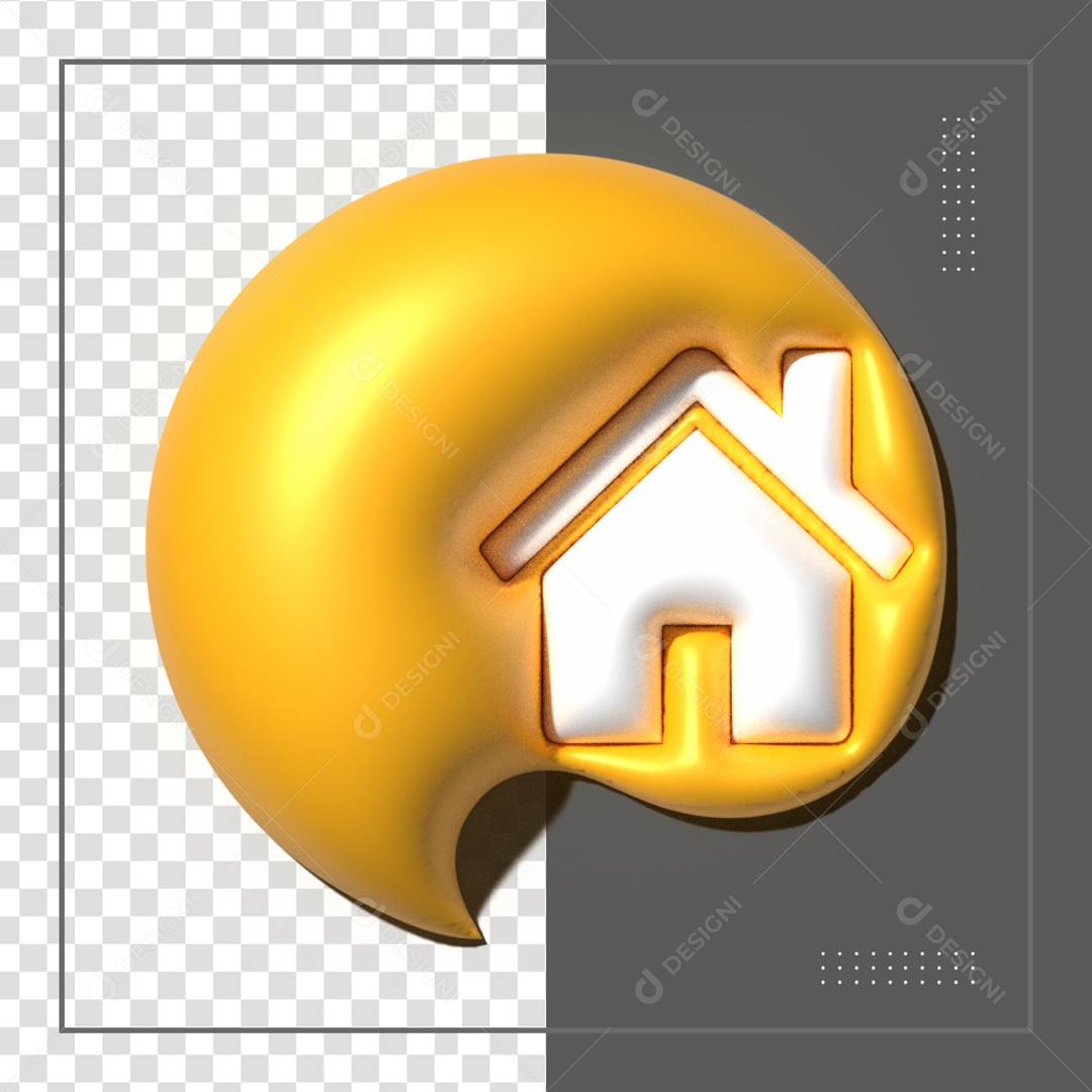 Icone Amarelo De Casa Elemento 3D PSD