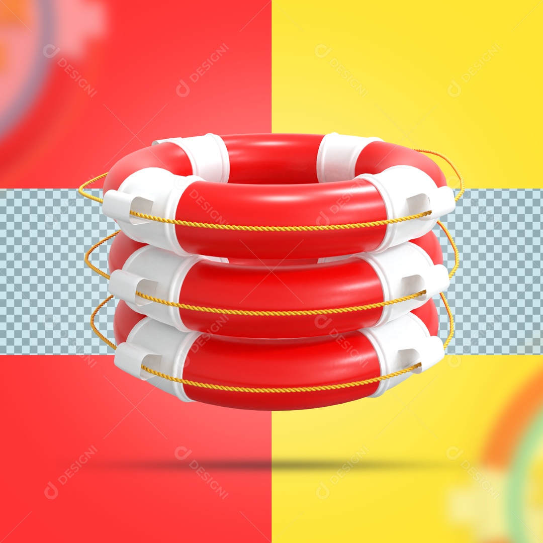 Elemento De 3 Boias Salva Vidas Para Composição PSD