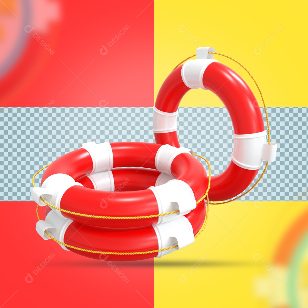 Elemento De 3 Boias Salva Vidas Para Composição PSD