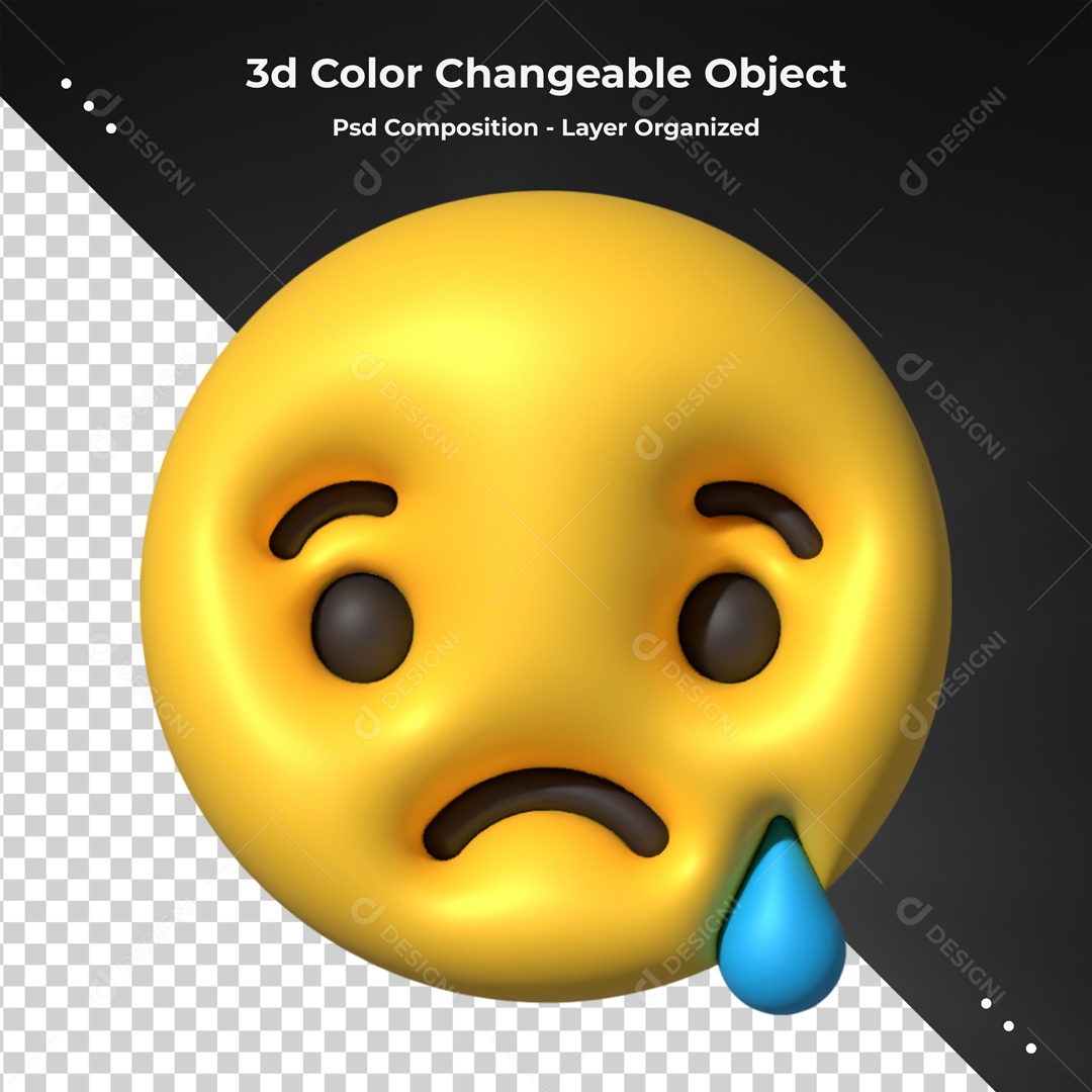 Emoji De Carinha Triste Com Lagrima Elemento 3D PSD