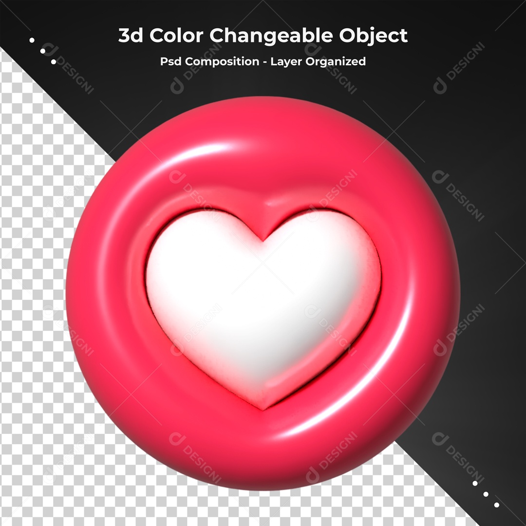Emoji De Coração Elemento 3D PSD