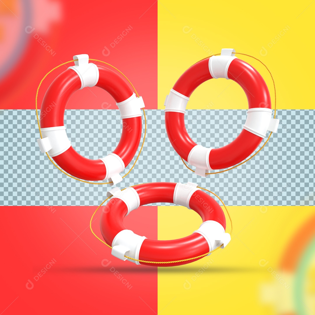 Elemento De 3 Boias Salva Vidas Para Composição PSD