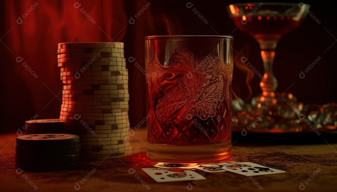 Fichas de pôquer de cassino combina com cartões