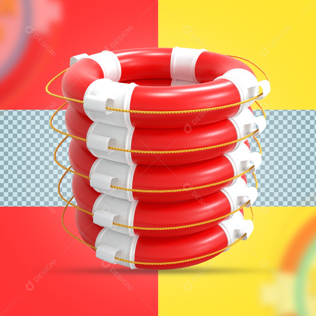 Elemento De 5 Boias Salva Vidas Para Composição PSD