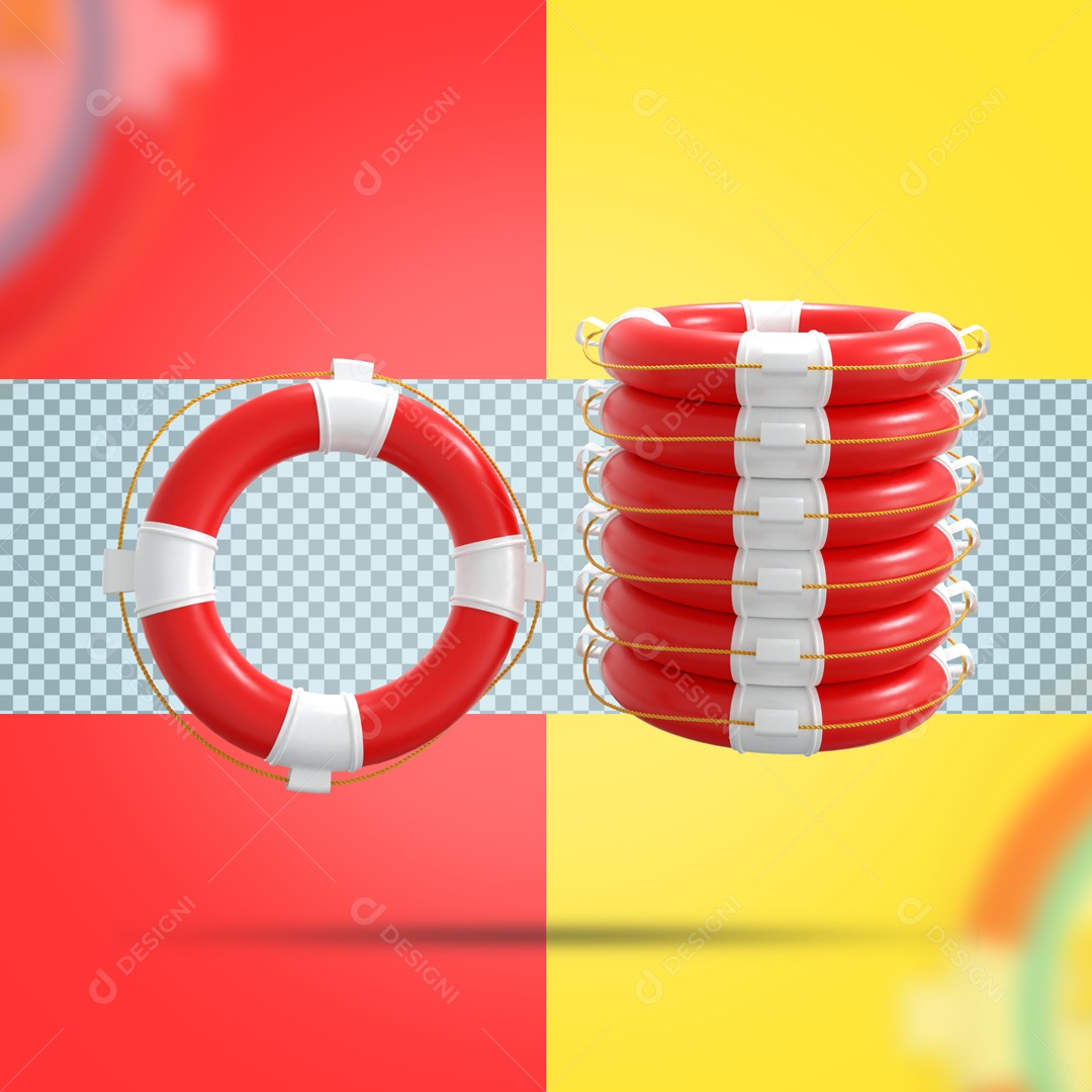 Elemento De 7 Boias Salva Vidas Para Composição PSD