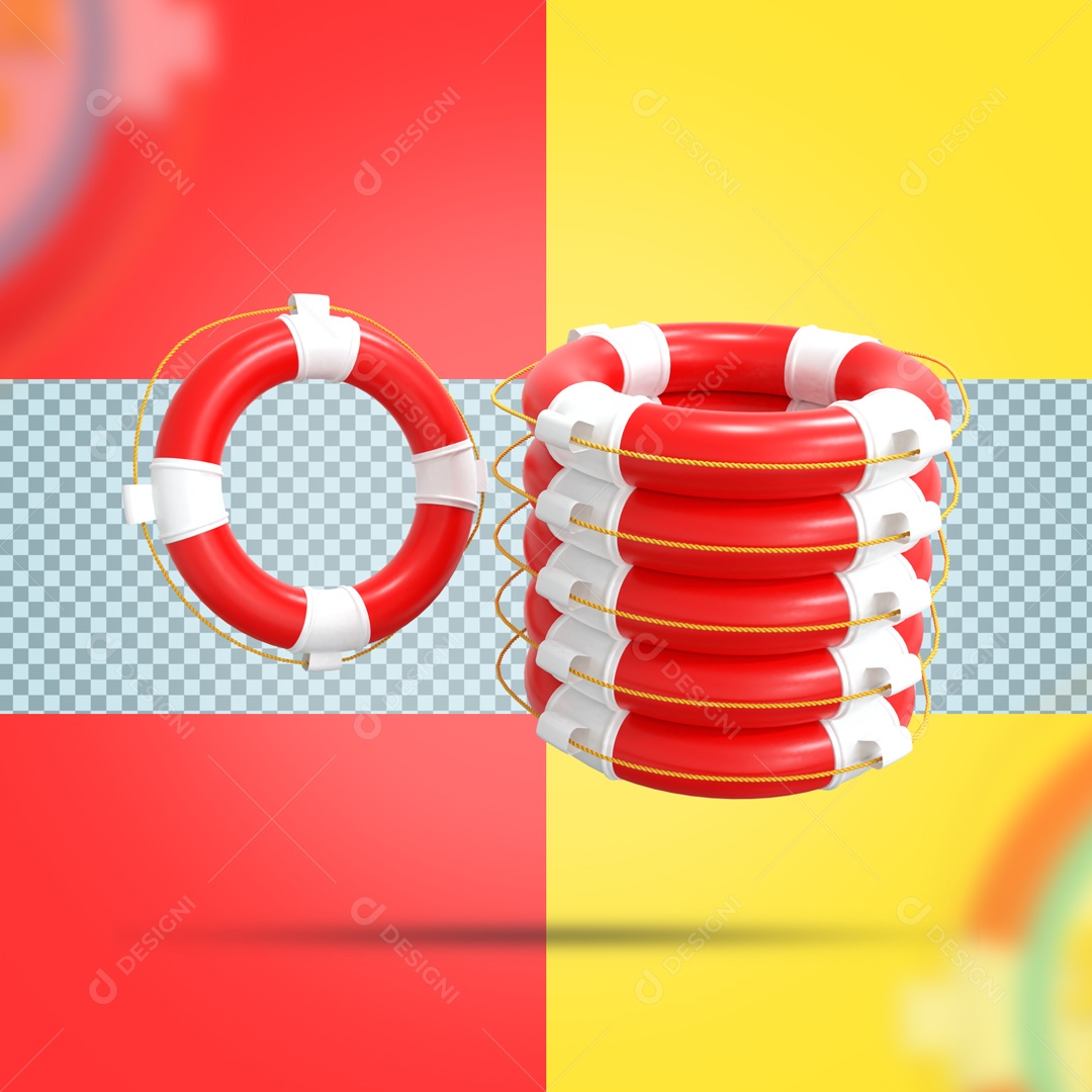 Elemento De 6 Boias Salva Vidas Para Composição PSD