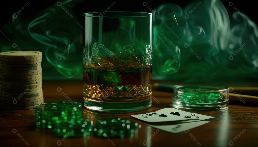 Fichas de pôquer de cassino combina com cartões